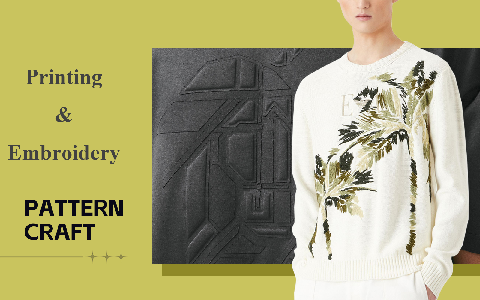 Printing & Embroidery -- A/W 24/25 Pattern Craft Trend for Men's Knitwear