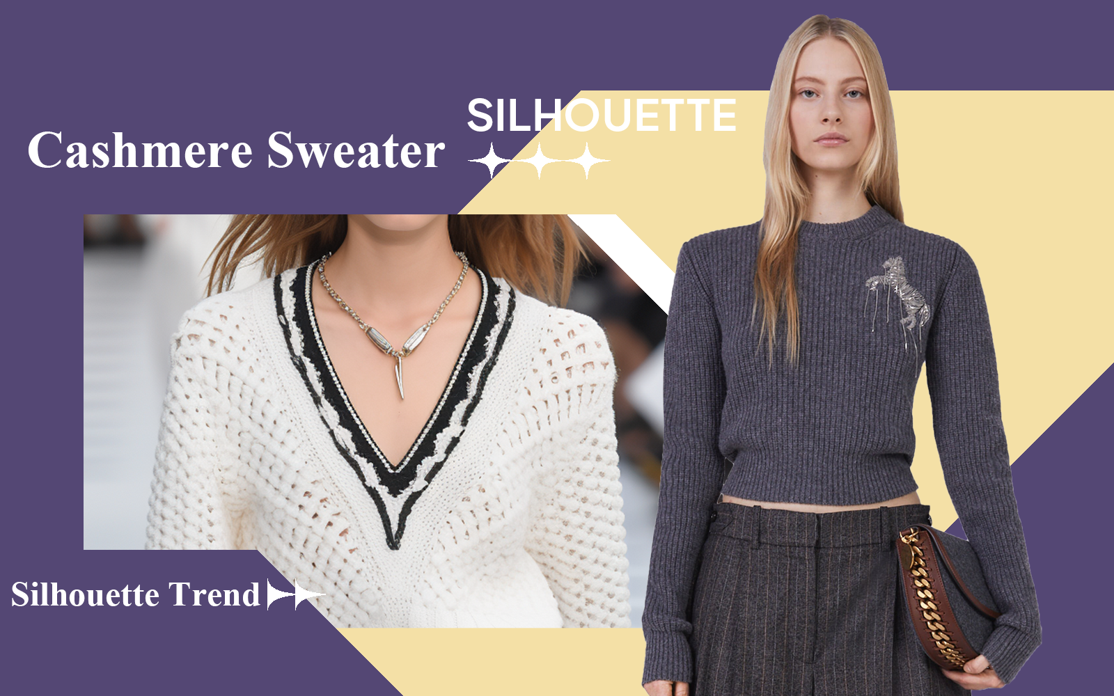 Cashmere Sweater -- A/W 24/25 Silhouette Trend for Women's Knitwear